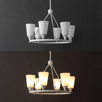 Denis 27.5" 6-Light Modern Minimalist Iron/Glass LED Chandelier